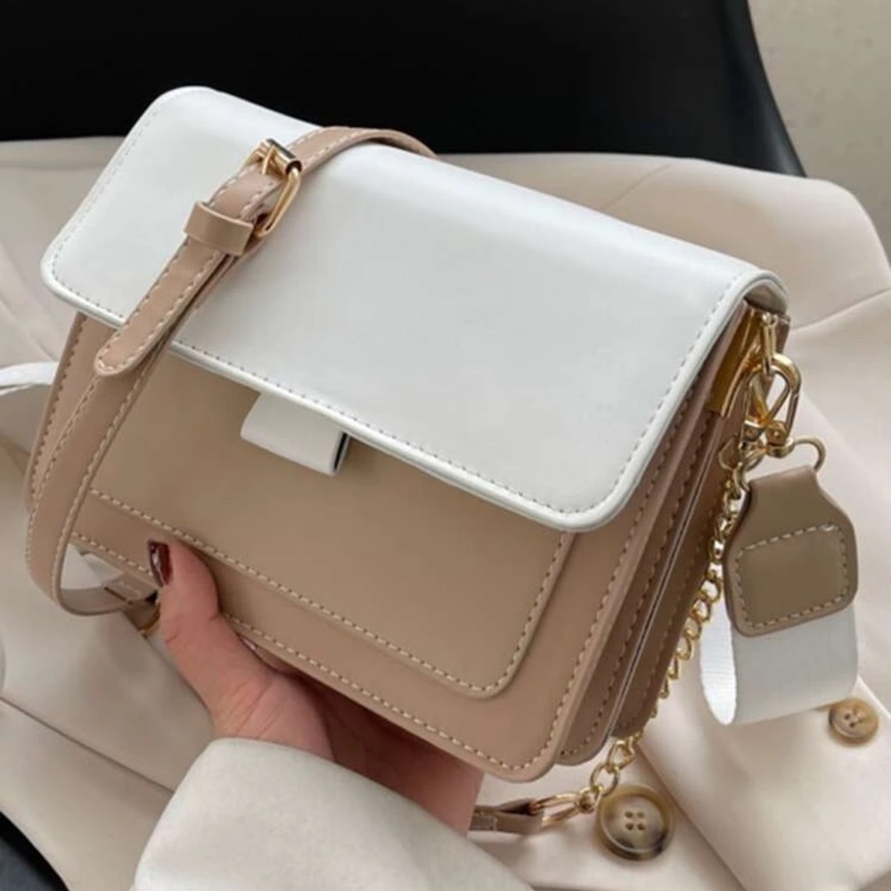 Two-Tone Beige and White Women's Bag